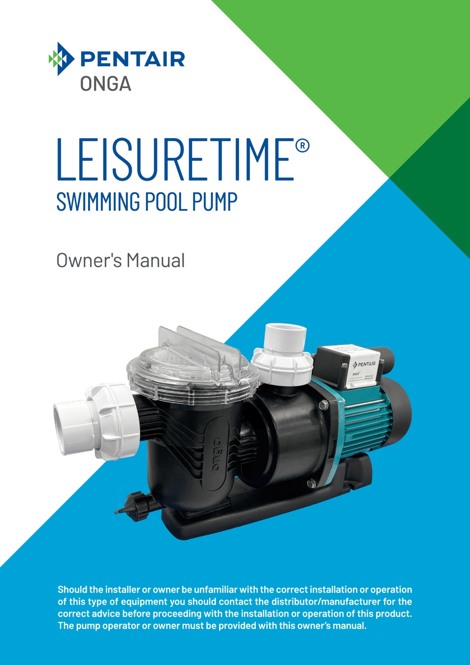 PENTAIR ONGA LEISURETIME LTP400 OWNER