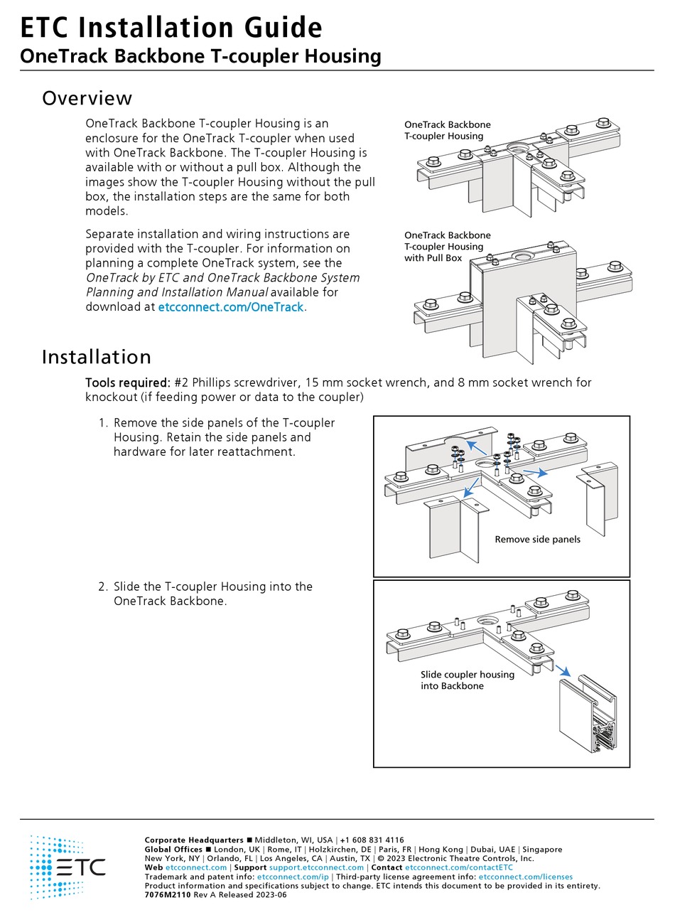 ETC BACKBONE TCOUPLER HOUSING INSTALLATION MANUAL Pdf