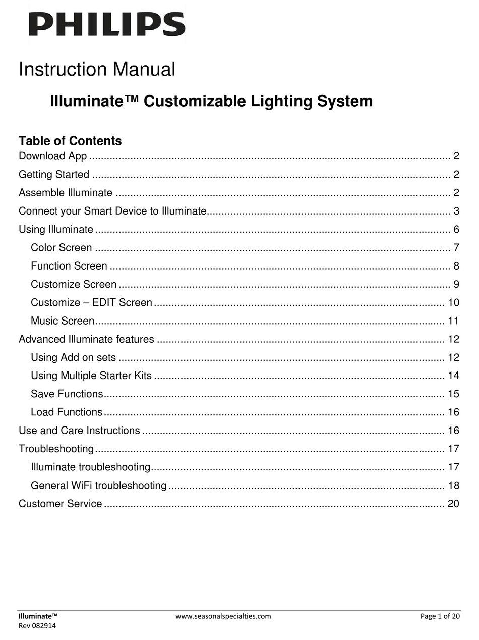 PHILIPS ILLUMINATE INSTRUCTION MANUAL Pdf Download | ManualsLib