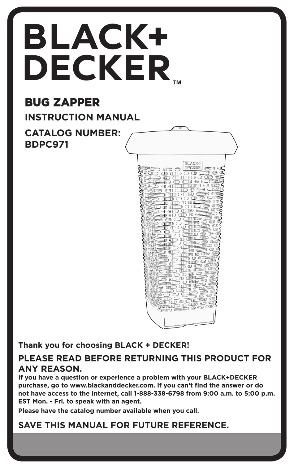 BLACK & DECKER BUG ZAPPER BDPC971 INSTRUCTION MANUAL Pdf Download