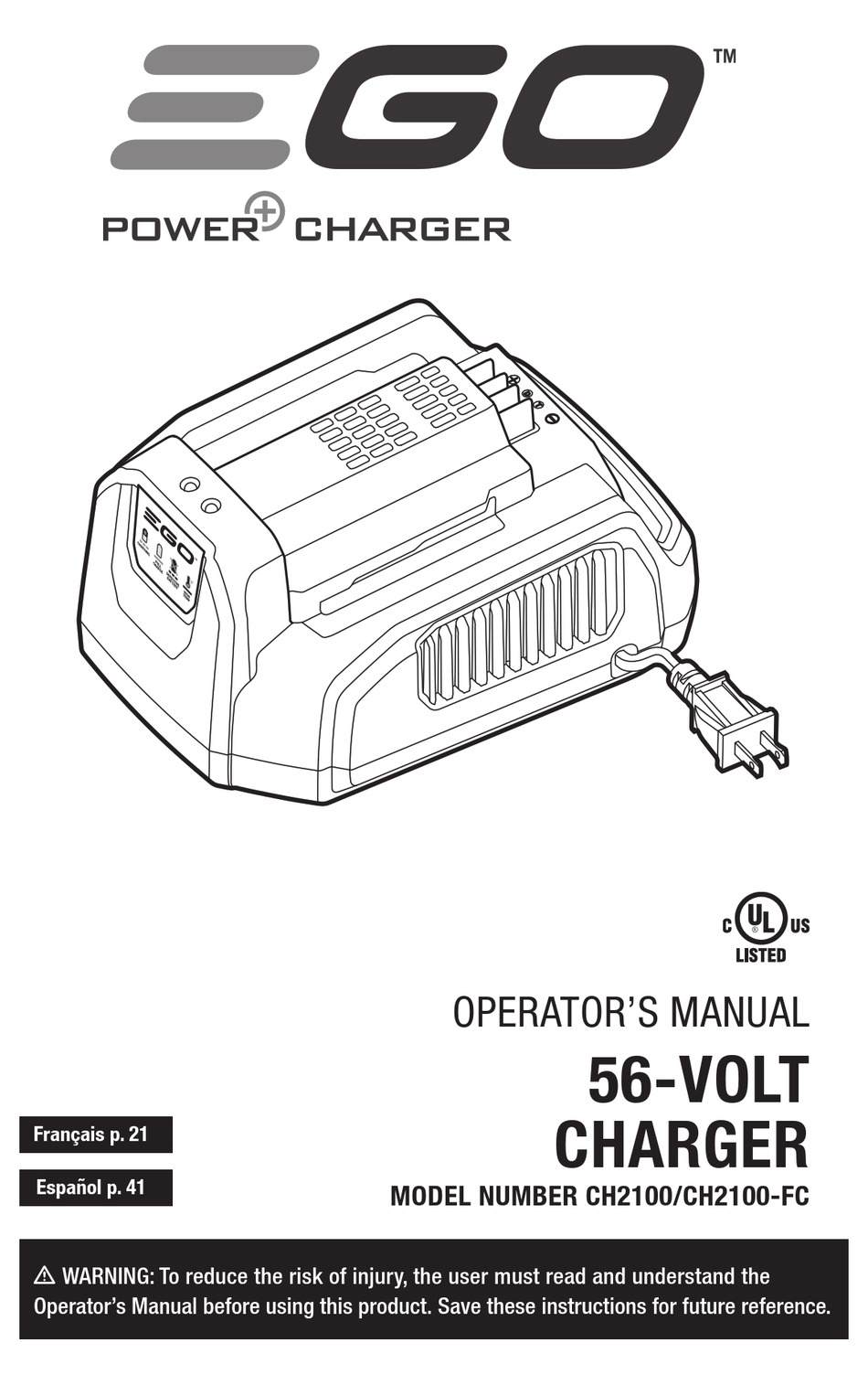EGO POWER+ CH2100 OPERATOR'S MANUAL Pdf Download | ManualsLib