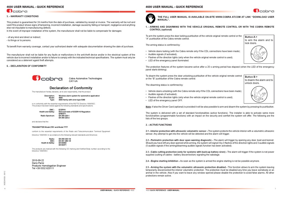 COBRA 4600 USER MANUAL Pdf Download ManualsLib