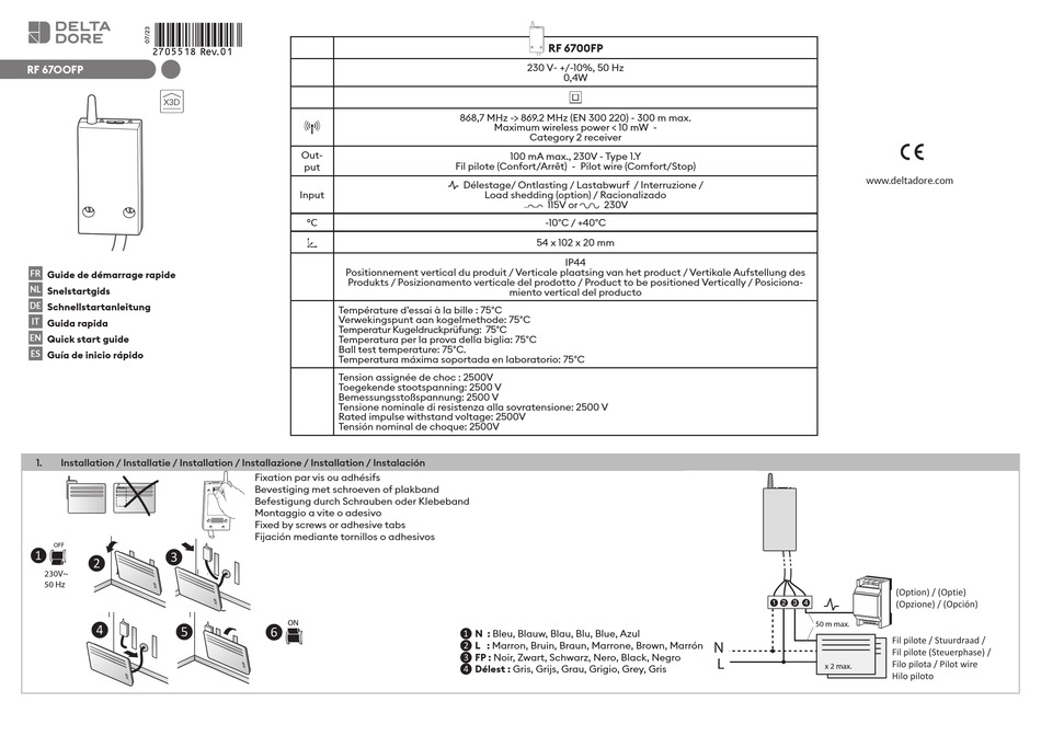 DELTA DORE RF 6700FP QUICK START MANUAL Pdf Download | ManualsLib