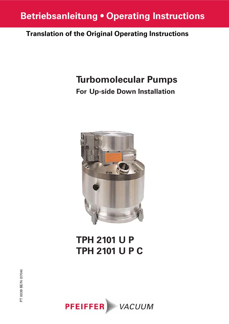 PFEIFFER VACUUM TPH 2101 U P MANUAL Pdf Download ManualsLib