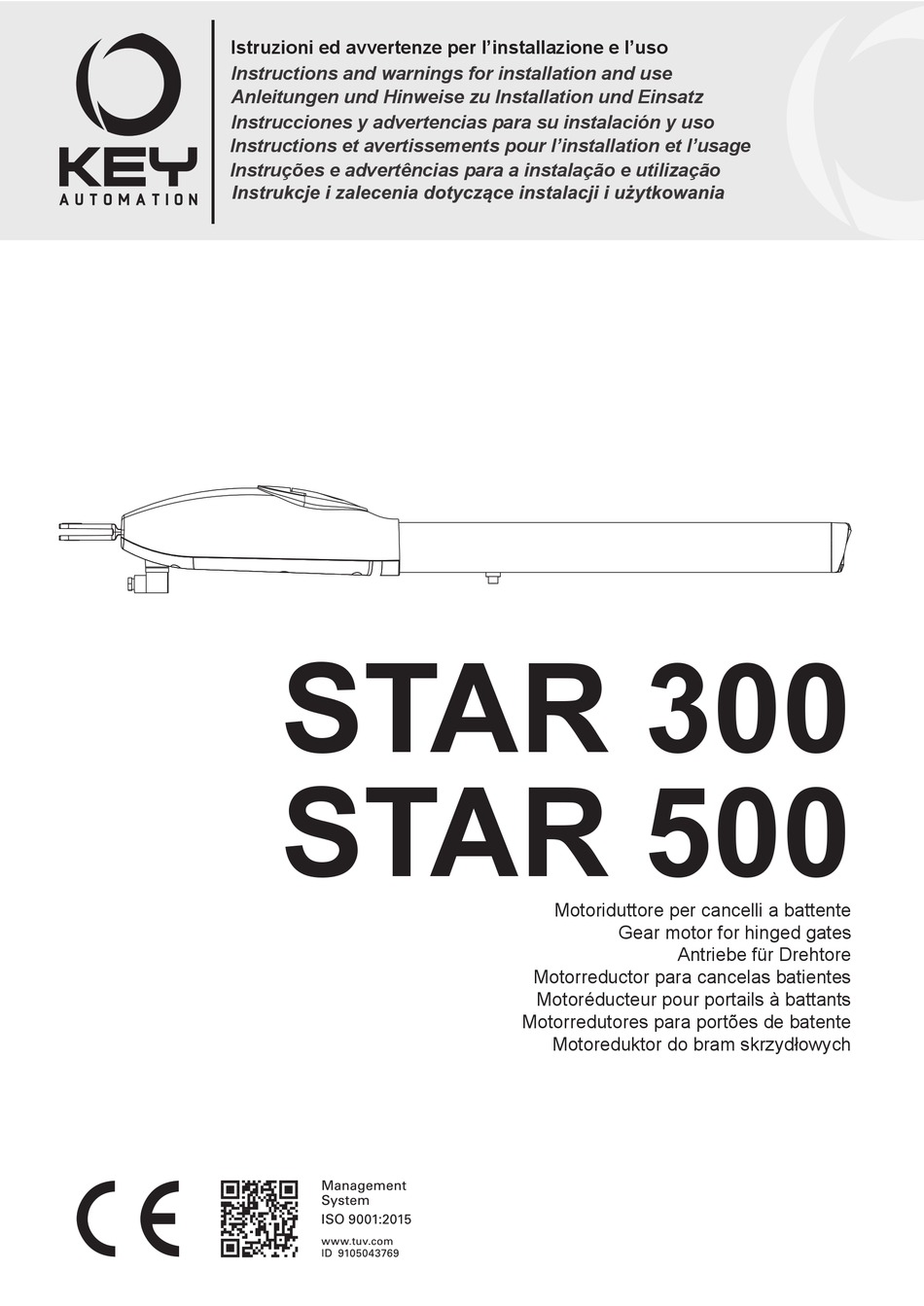 KEY STAR 300 INSTRUCTIONS AND WARNINGS FOR INSTALLATION AND USE Pdf