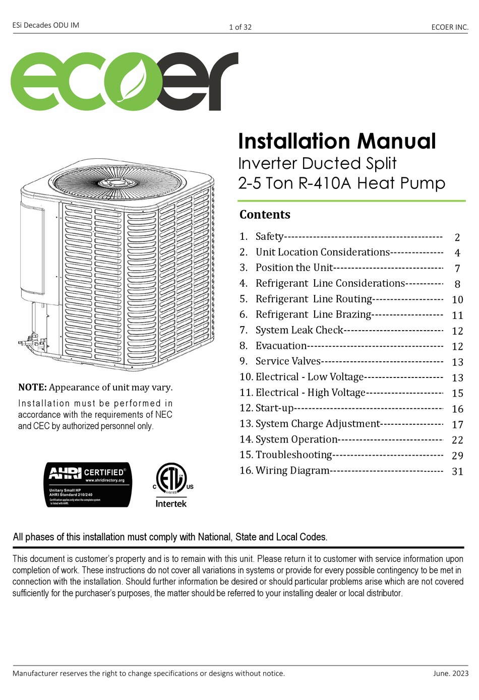 ECOER 2436 INSTALLATION MANUAL Pdf Download ManualsLib