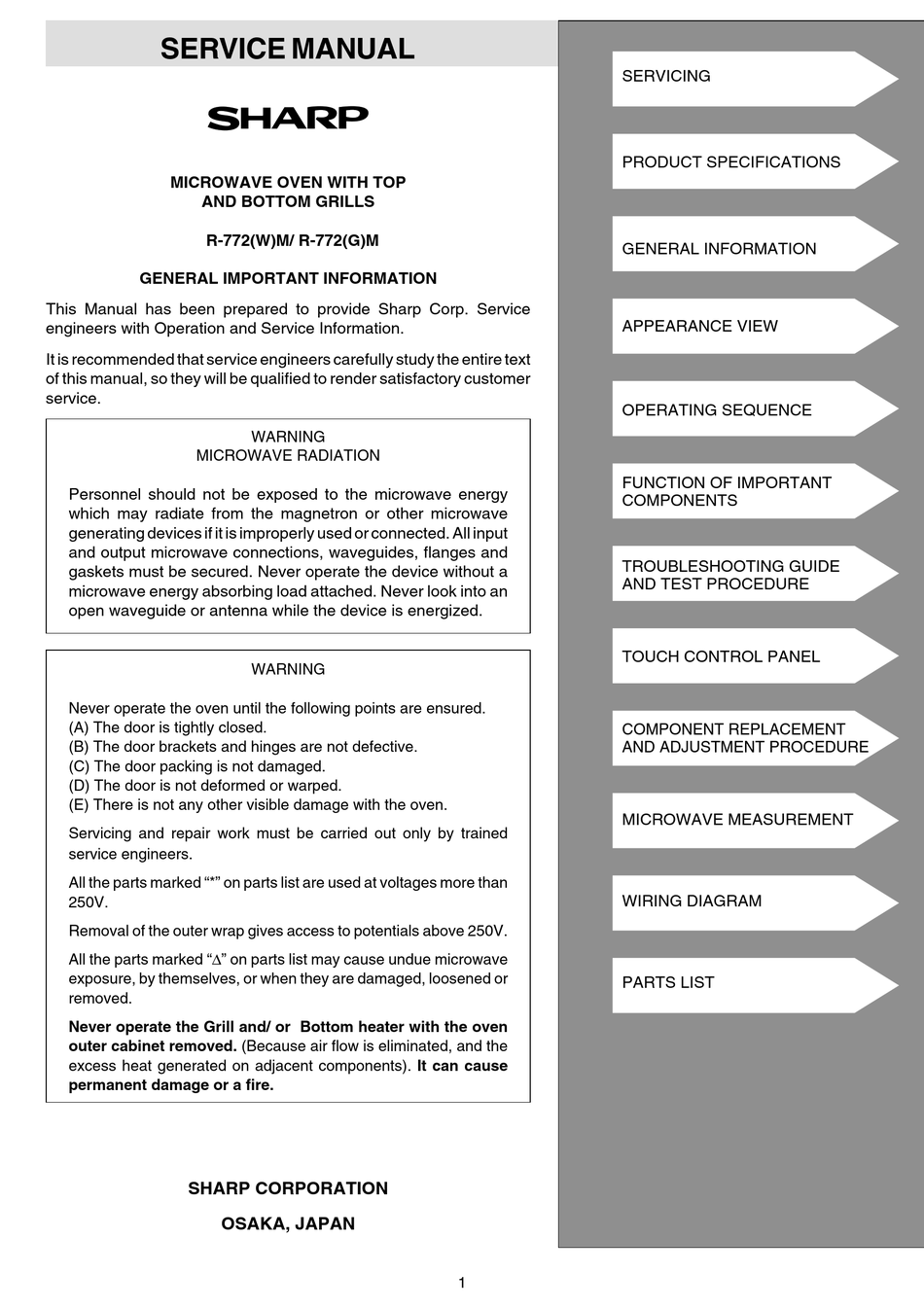 SHARP R-772WM SERVICE MANUAL Pdf Download | ManualsLib