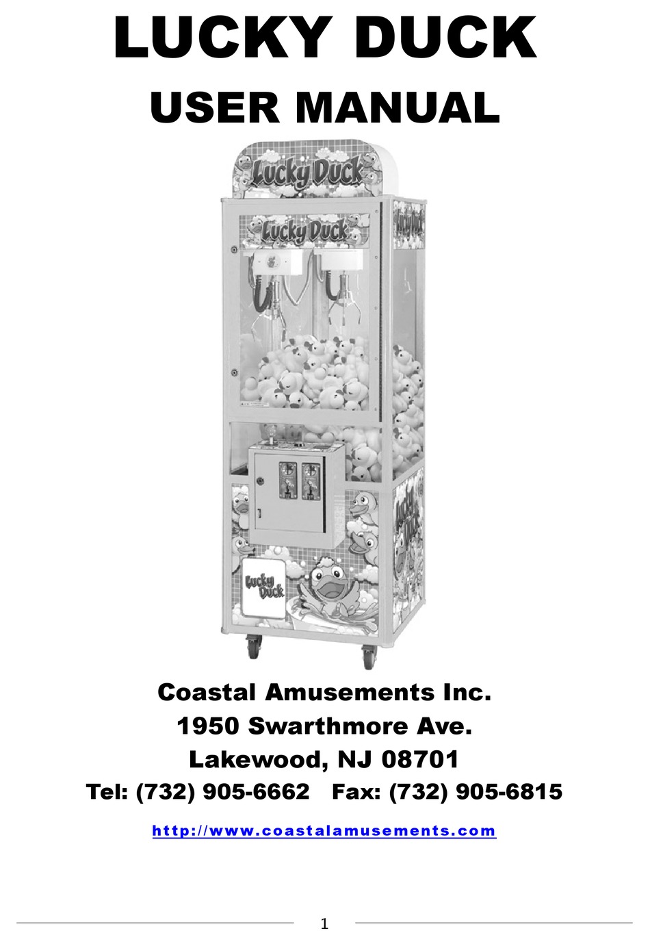 COASTAL AMUSEMENTS LUCKY DUCK USER MANUAL Pdf Download | ManualsLib