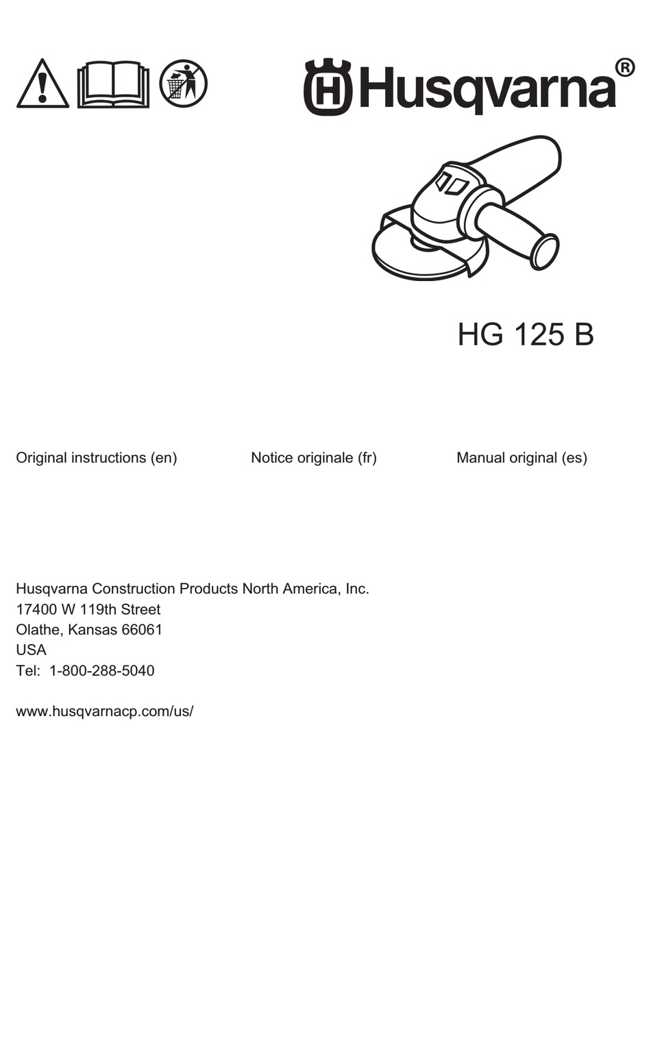 HUSQVARNA HG 125 B ORIGINAL INSTRUCTIONS MANUAL Pdf Download ManualsLib
