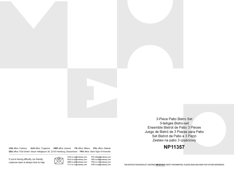 COSTWAY NP11357 MANUAL Pdf Download ManualsLib