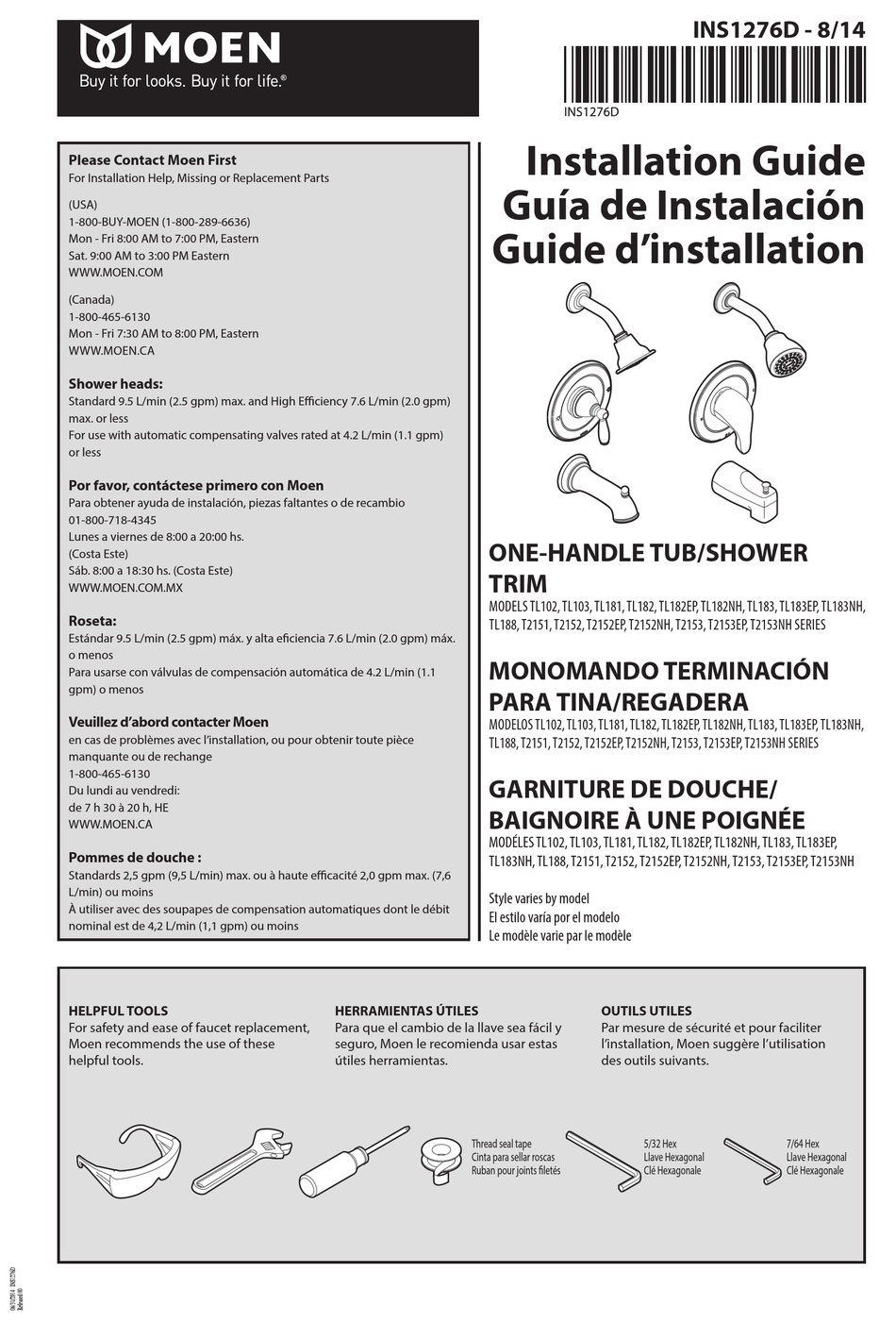 MOEN TL102 SERIES INSTALLATION MANUAL Pdf Download ManualsLib   Moen Tl102 Series 