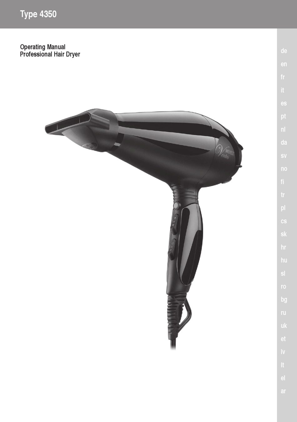 MOSER VENTUS 4350 OPERATING MANUAL Pdf Download | ManualsLib