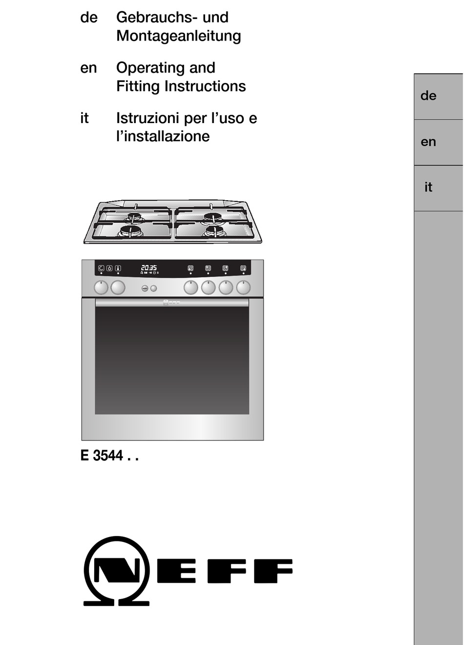 NEFF E 3544 SERIES OPERATING AND FITTING INSTRUCTIONS MANUAL Pdf