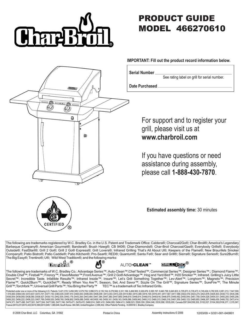 CHARBROIL 466270610 PRODUCT MANUAL Pdf Download ManualsLib