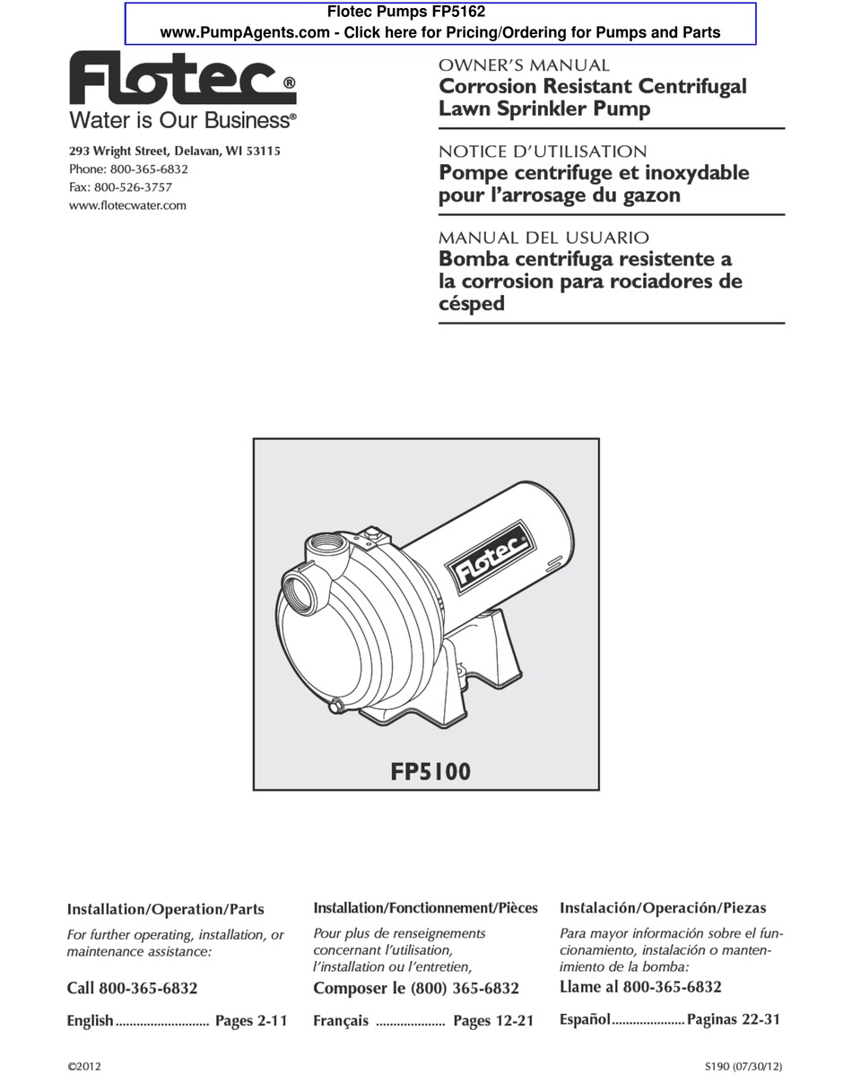 FLOTEC FP5162 OWNER'S MANUAL Pdf Download ManualsLib