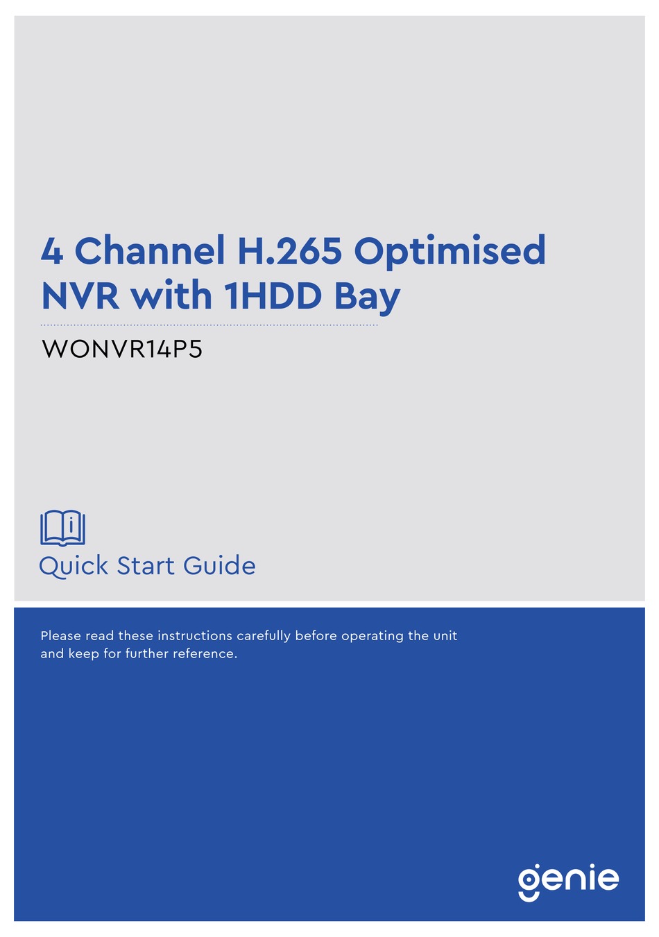 GENIE WONVR14P5 QUICK START MANUAL Pdf Download ManualsLib