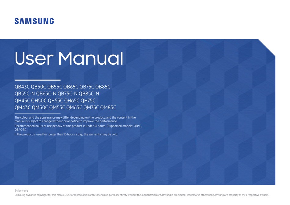 SAMSUNG QB43C USER MANUAL Pdf Download | ManualsLib