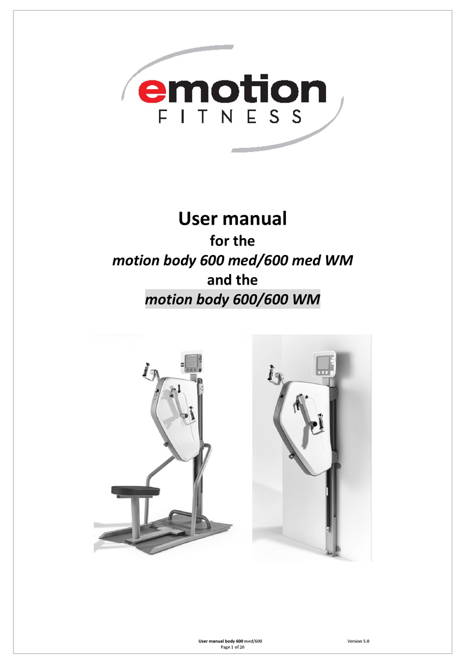 EMOTION FITNESS MOTION BODY 600 WM USER MANUAL Pdf Download ManualsLib