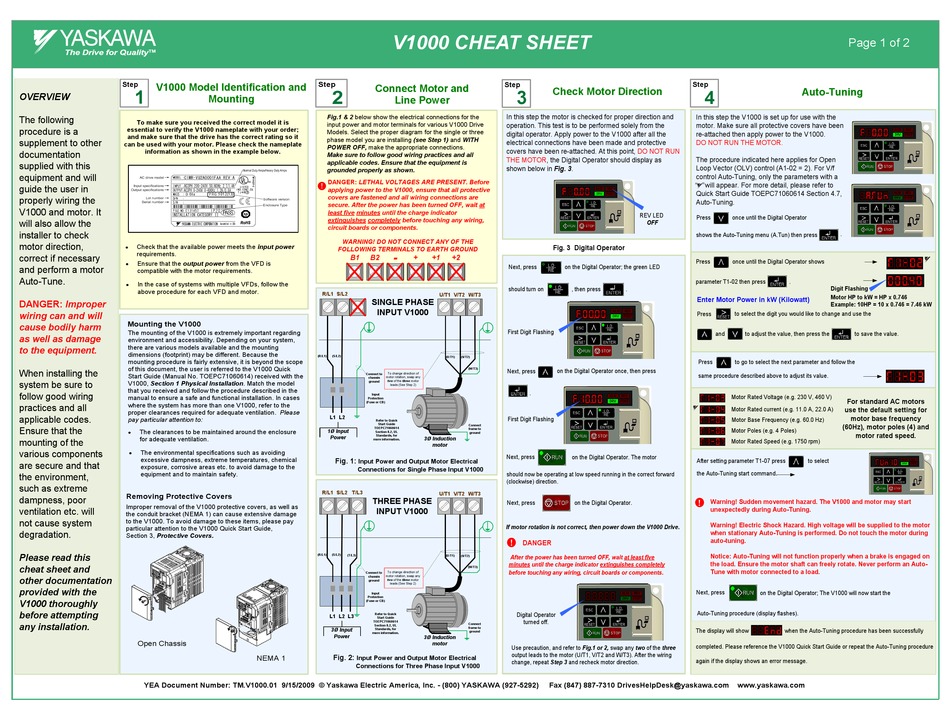 Yaskawa V Cheat Sheet Pdf Download Manualslib