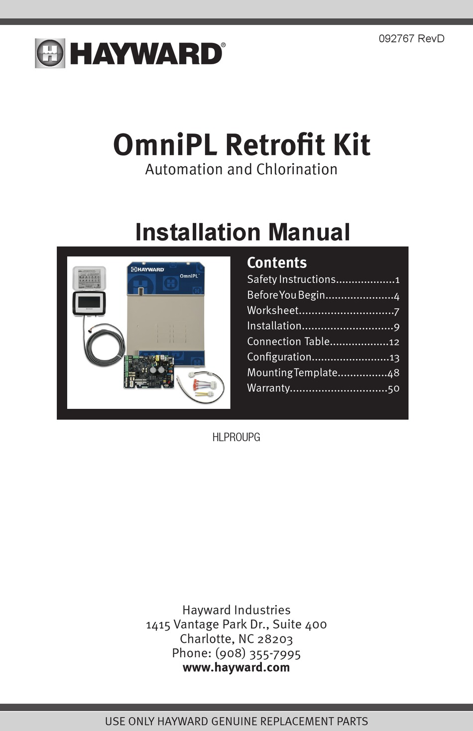 HAYWARD OMNIPL RETROFIT KIT INSTALLATION MANUAL Pdf Download ManualsLib