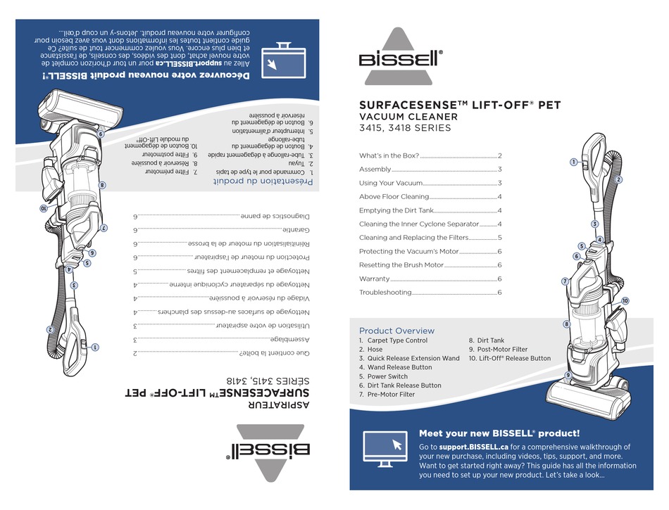 BISSELL SURFACESENSE LIFTOFF 3415 SERIES MANUAL Pdf Download ManualsLib