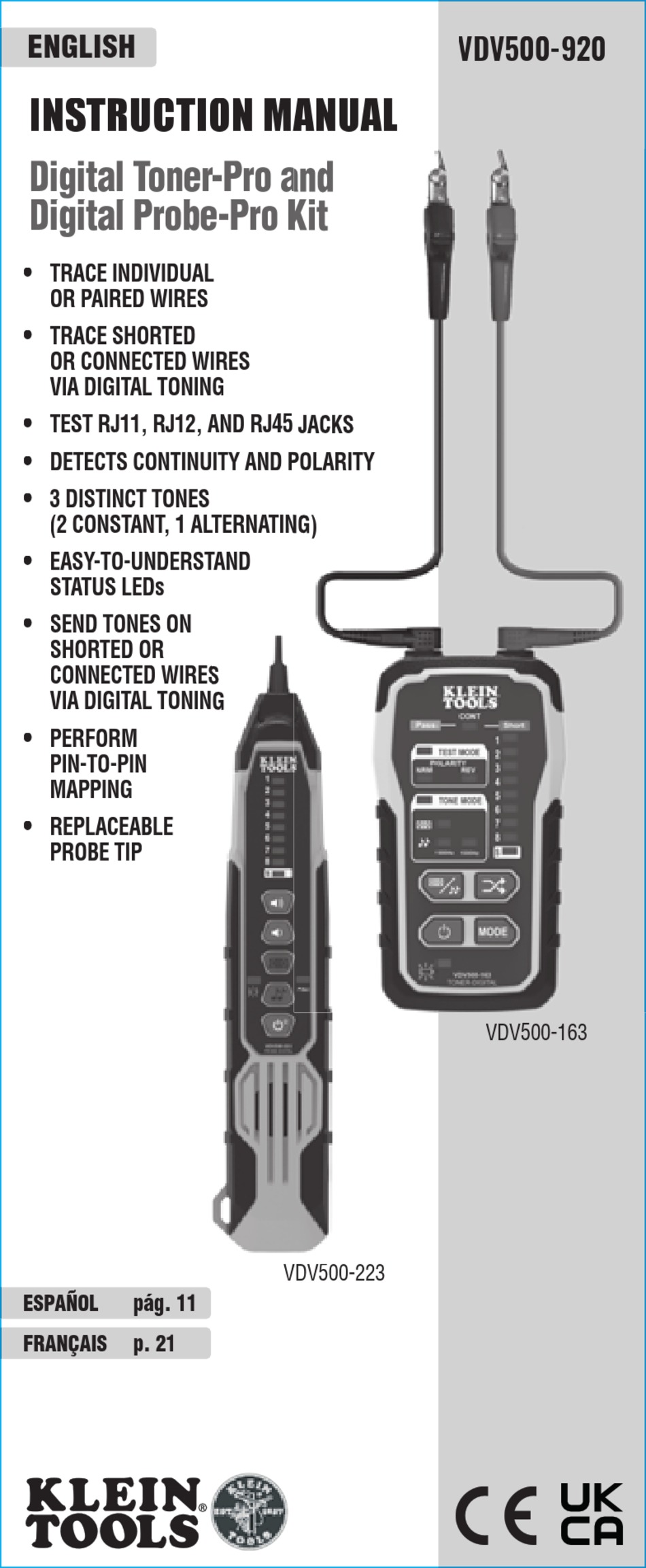 KLEIN TOOLS DIGITAL TONERPRO INSTRUCTION MANUAL Pdf Download ManualsLib