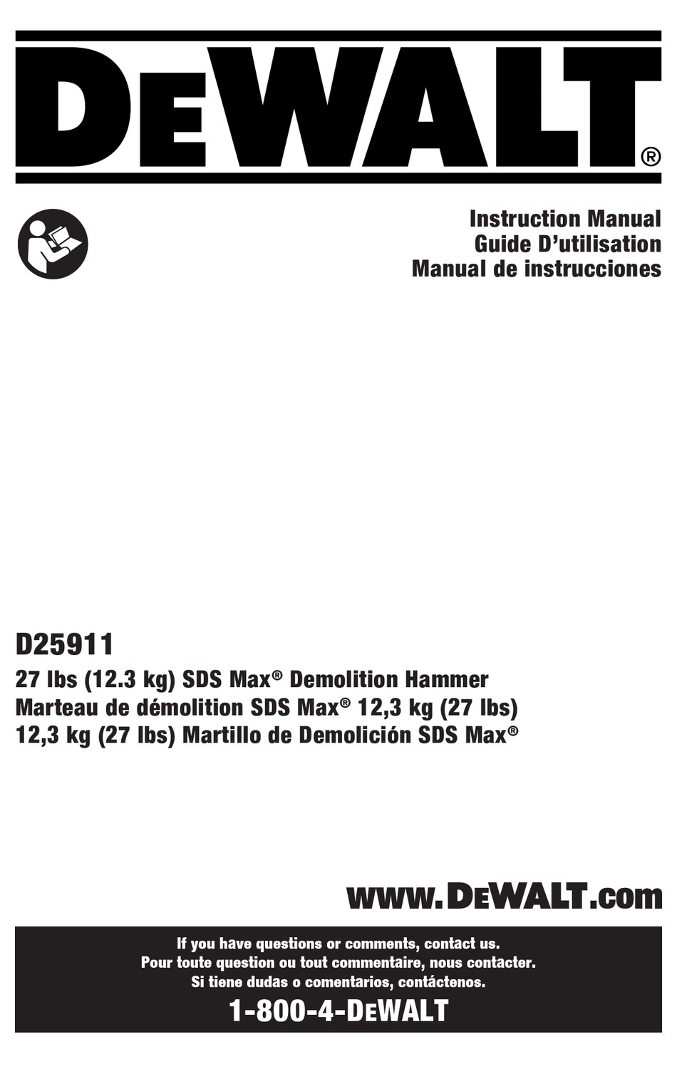 DEWALT D25911 INSTRUCTION MANUAL Pdf Download ManualsLib