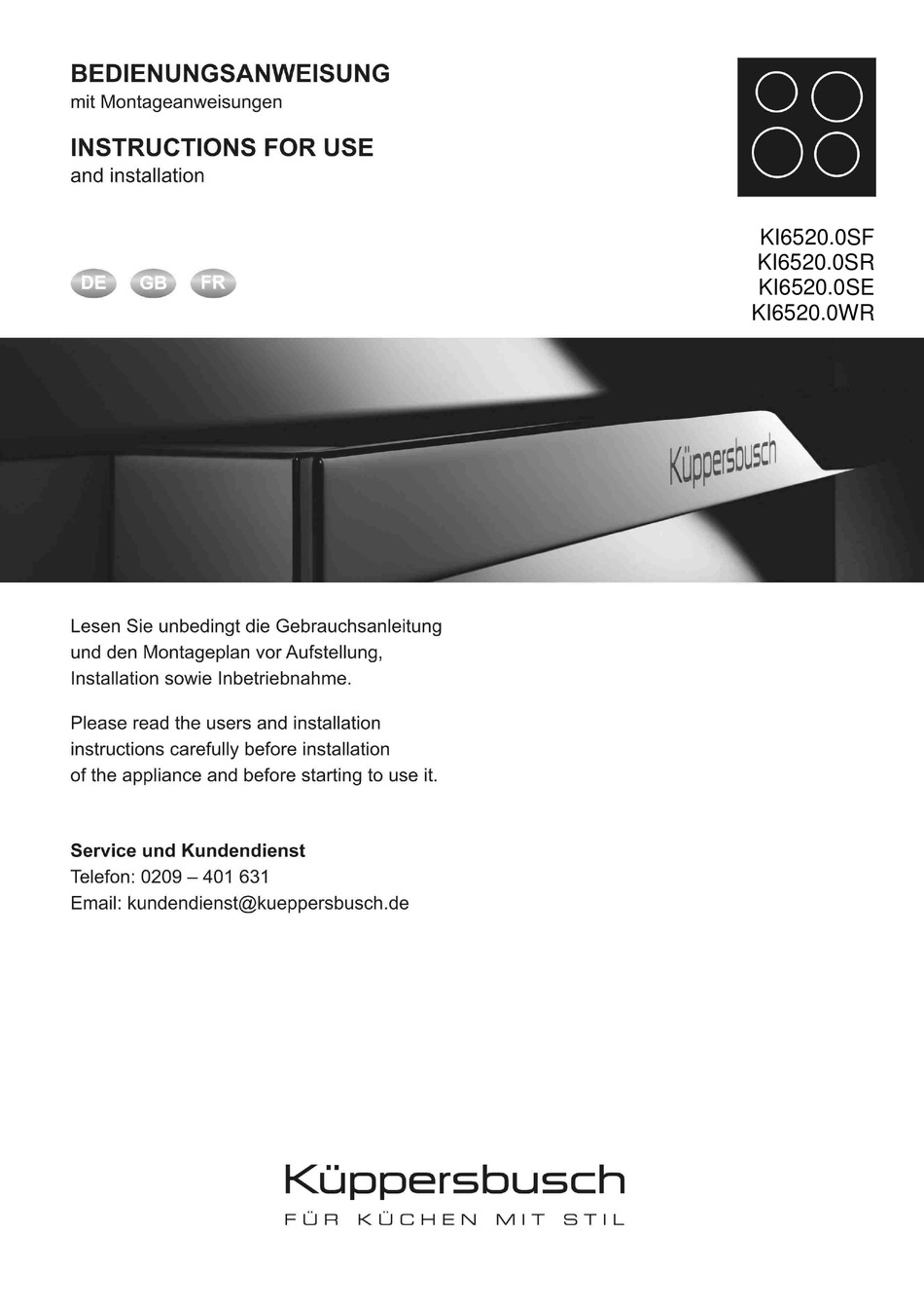 KUPPERSBUSCH KI6520.0SF INSTRUCTIONS FOR USE MANUAL Pdf Download ...
