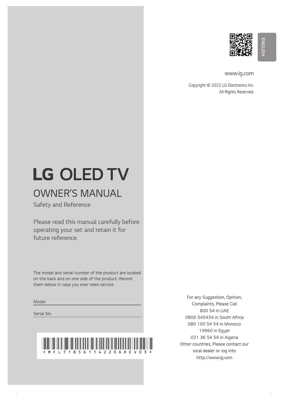 LG OLED65C26LA OWNER'S MANUAL Pdf Download ManualsLib