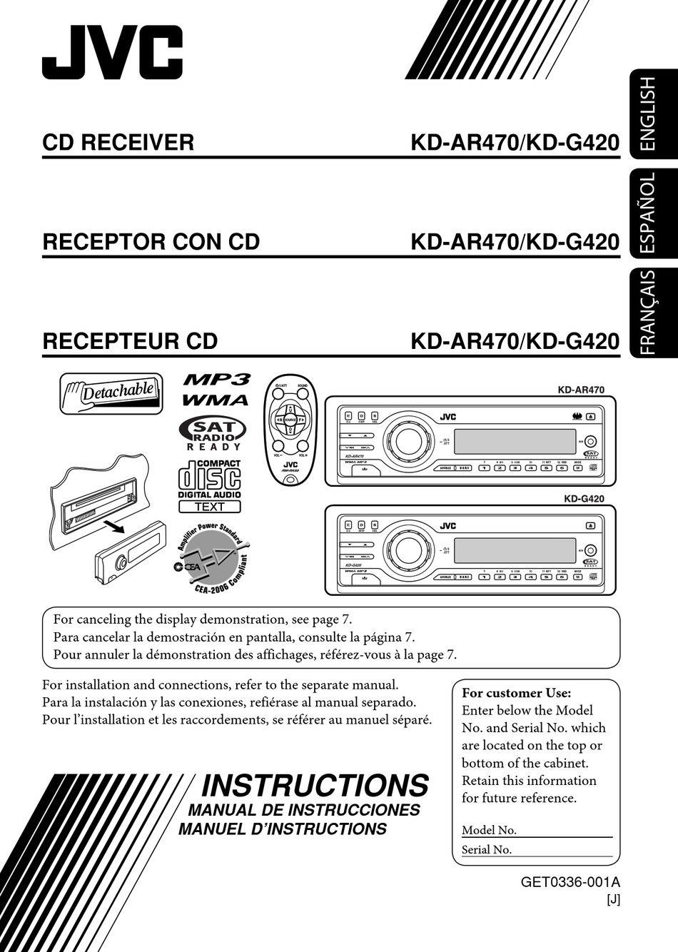 JVC KD-G420 INSTRUCTIONS MANUAL Pdf Download | ManualsLib