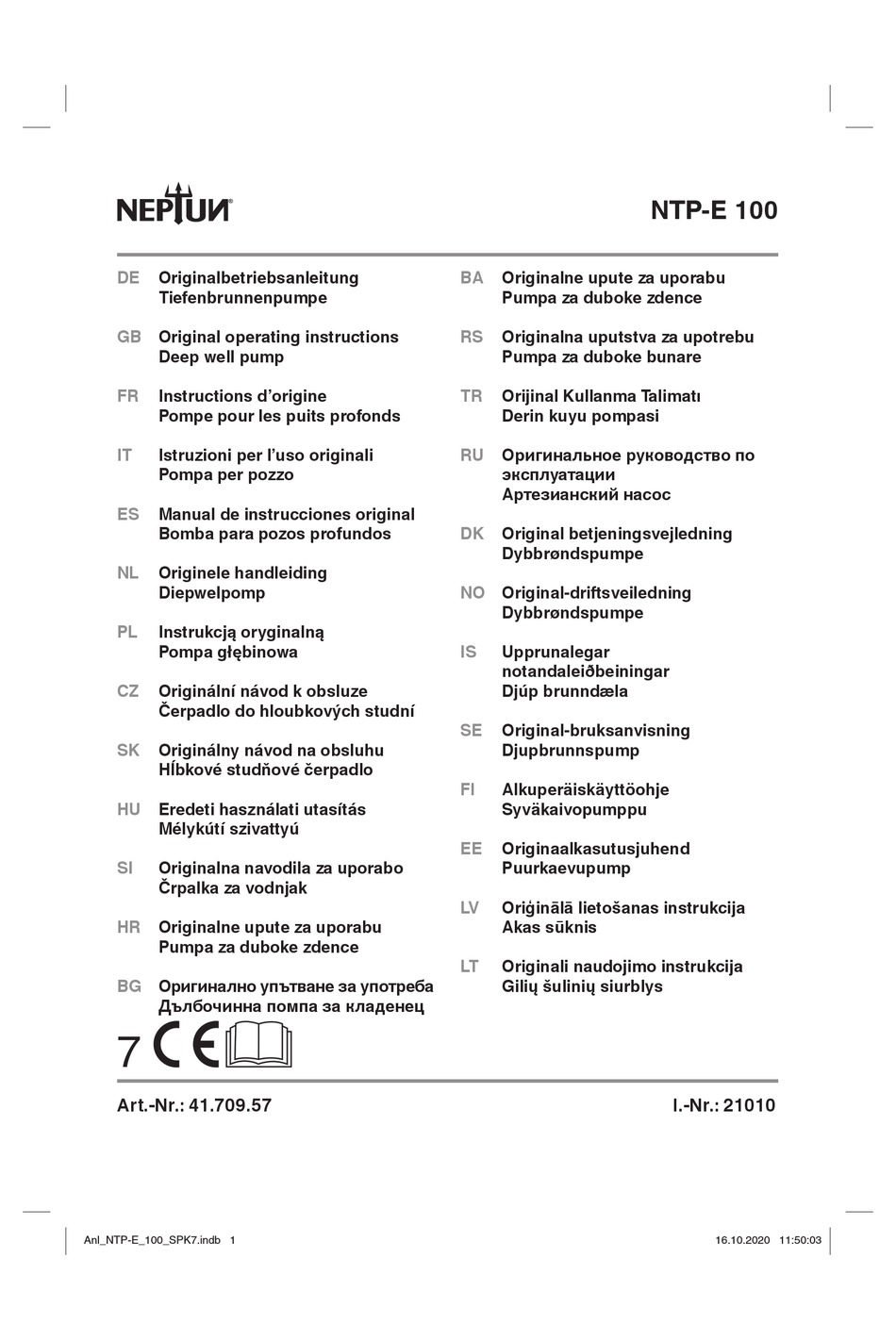 NEPTUN NTP-E 100 ORIGINAL OPERATING INSTRUCTIONS Pdf Download | ManualsLib