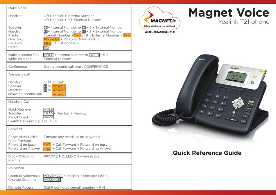 YEALINK T21 QUICK REFERENCE MANUAL Pdf Download | ManualsLib