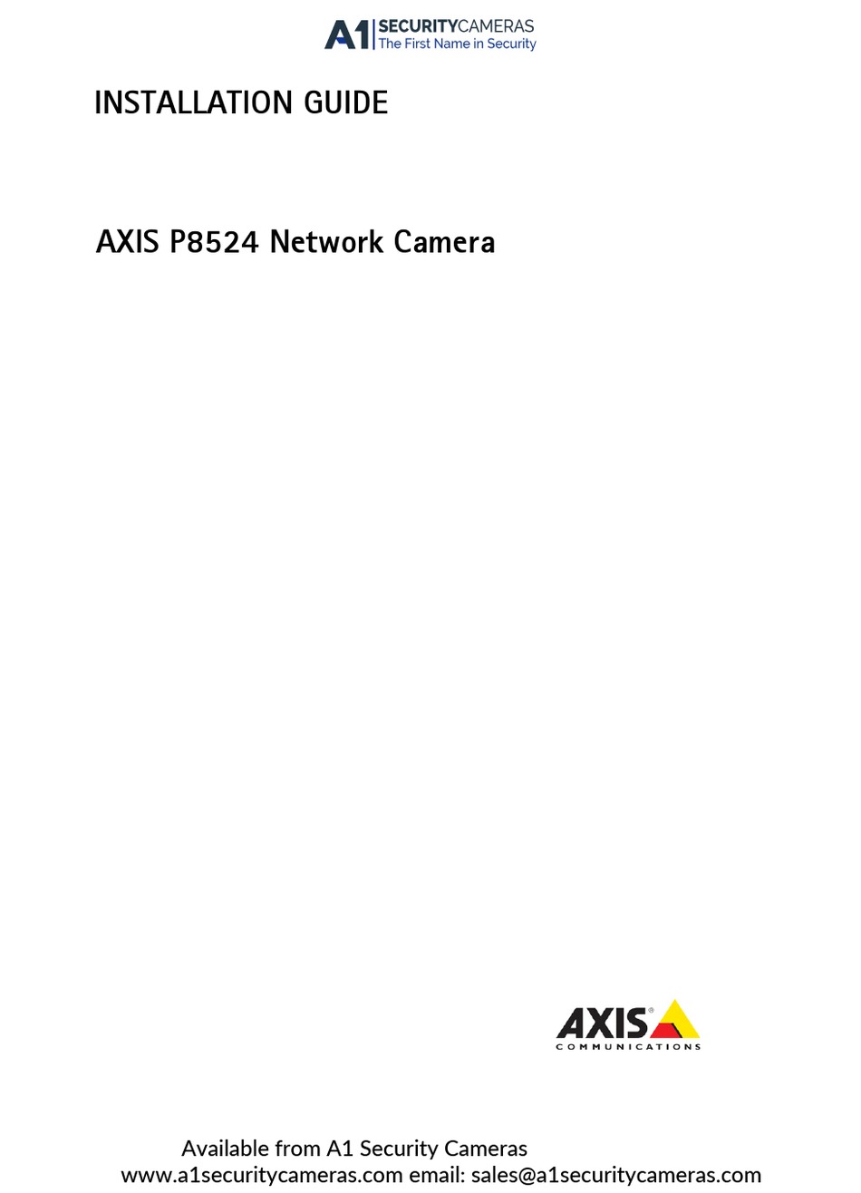 AXIS P8524 INSTALLATION MANUAL Pdf Download | ManualsLib