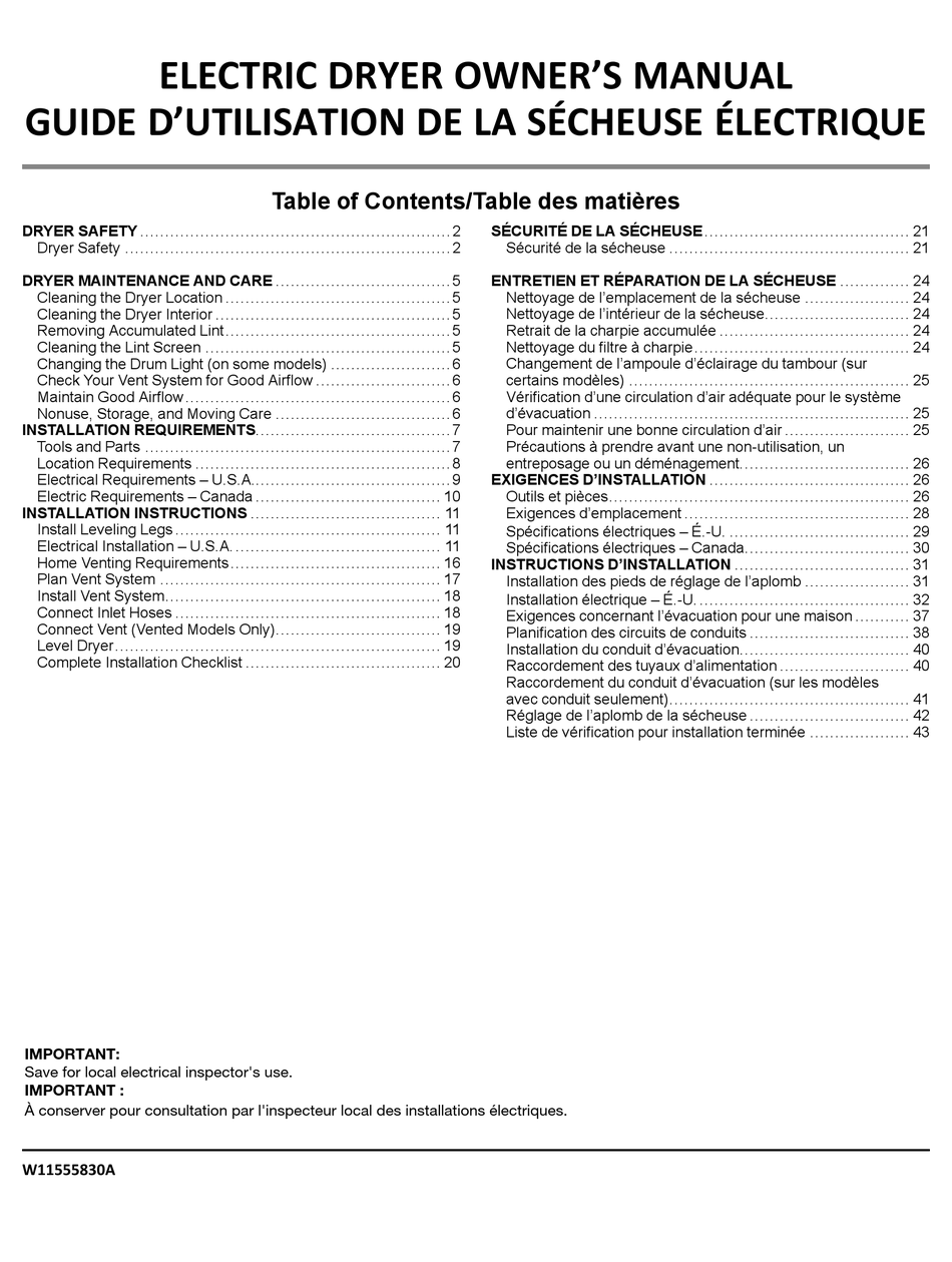 WHIRLPOOL WCD5090JW OWNER'S MANUAL Pdf Download ManualsLib