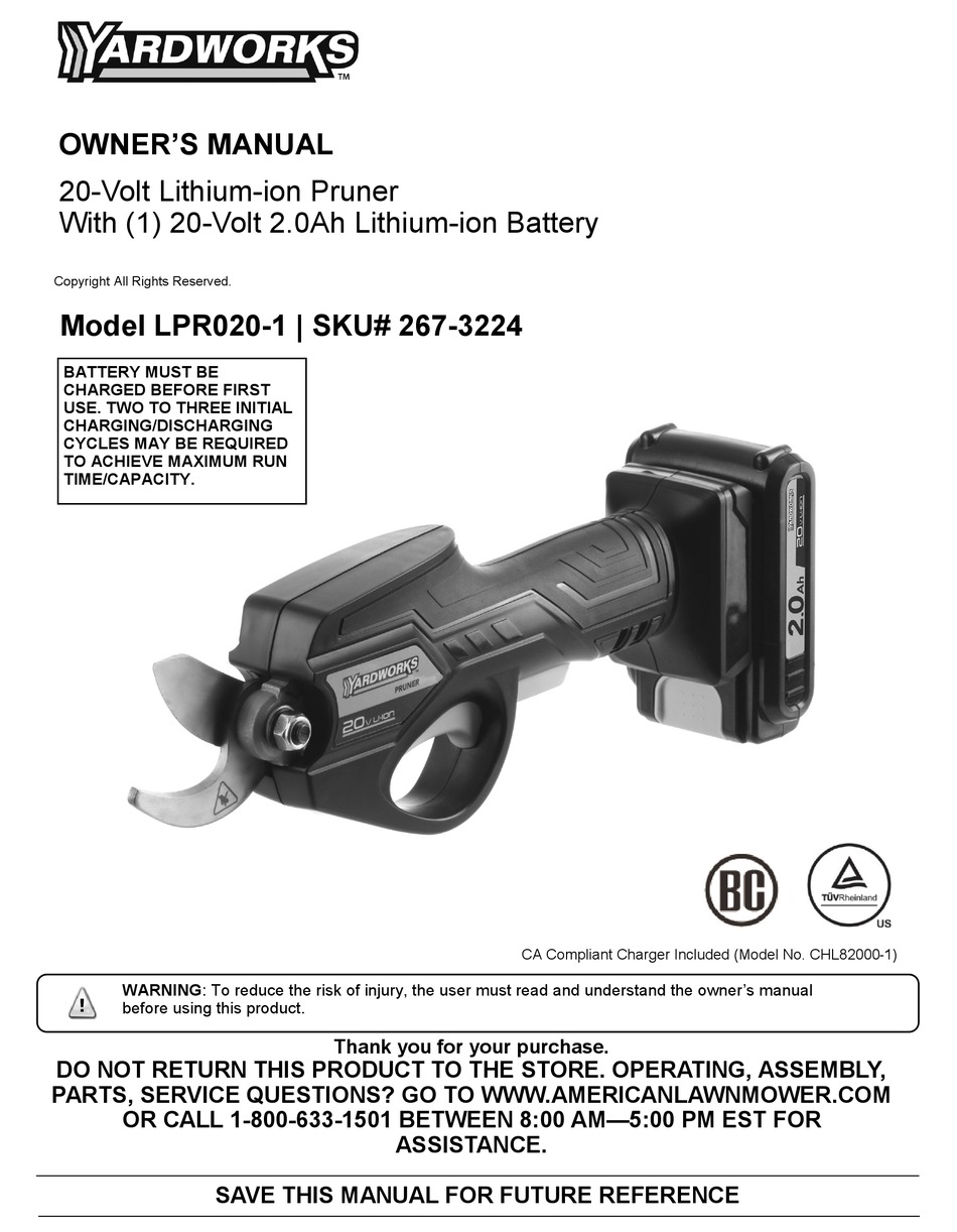 YARDWORKS LPR0201 OWNER'S MANUAL Pdf Download ManualsLib