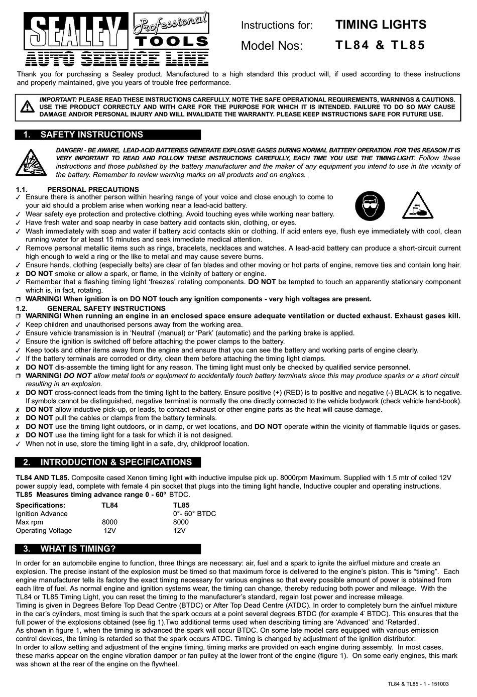 SEALEY TL85 INSTRUCTIONS Pdf Download ManualsLib