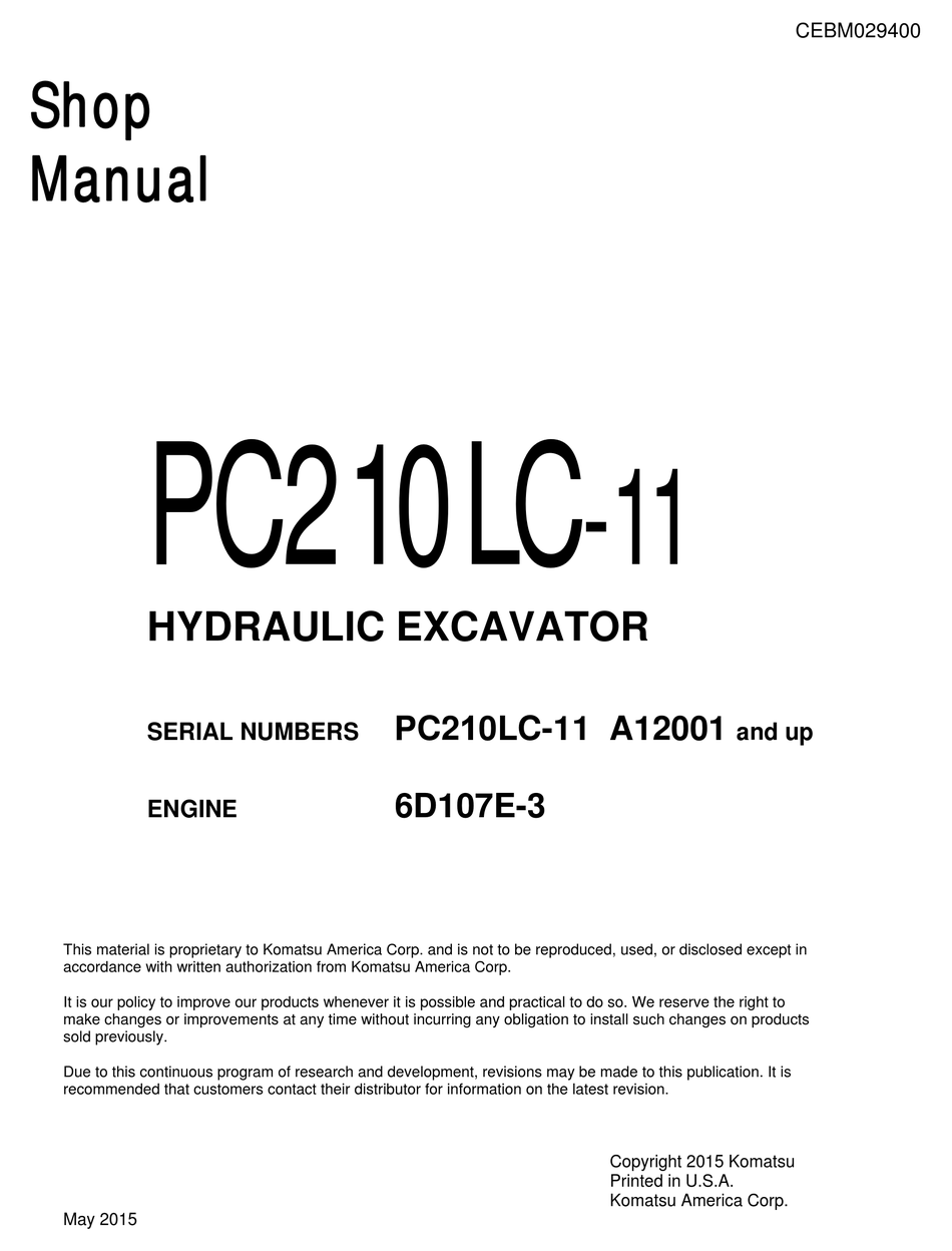 KOMATSU A12001 SHOP MANUAL Pdf Download ManualsLib