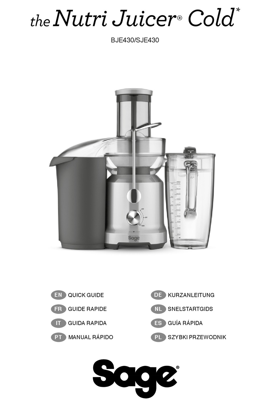 SAGE THE NUTRI JUICER COLD QUICK MANUAL Pdf Download ManualsLib