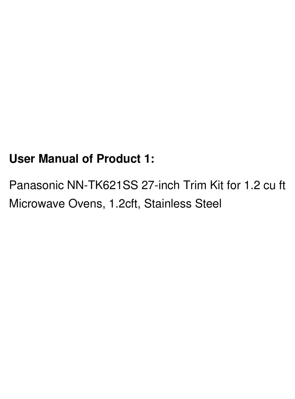 PANASONIC INVERTER NNTK621SS OWNER'S MANUAL Pdf Download ManualsLib
