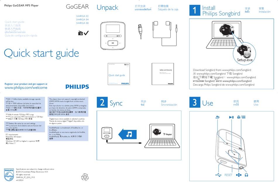 PHILIPS GOGEAR SA4RGA 08 QUICK START MANUAL Pdf Download ManualsLib