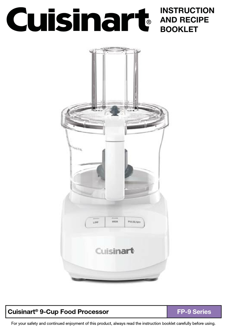 CUISINART FP-9 SERIES INSTRUCTION AND RECIPE BOOKLET Pdf Download ...