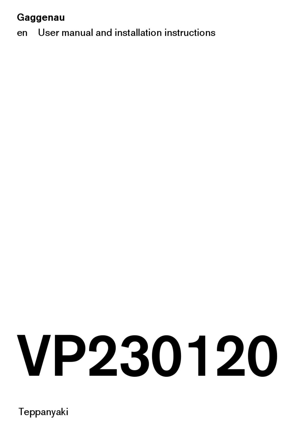 GAGGENAU VP230120 USER MANUAL Pdf Download ManualsLib