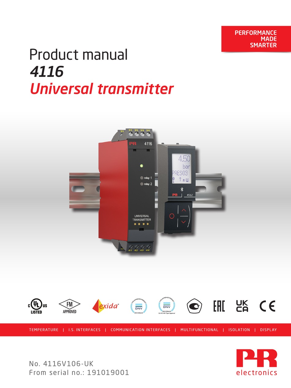 PR ELECTRONICS 4116V106UK PRODUCT MANUAL Pdf Download ManualsLib