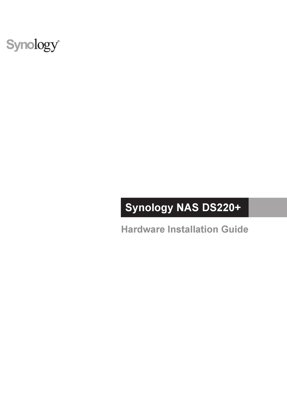 SYNOLOGY NAS DS220+ HARDWARE INSTALLATION MANUAL Pdf Download ManualsLib