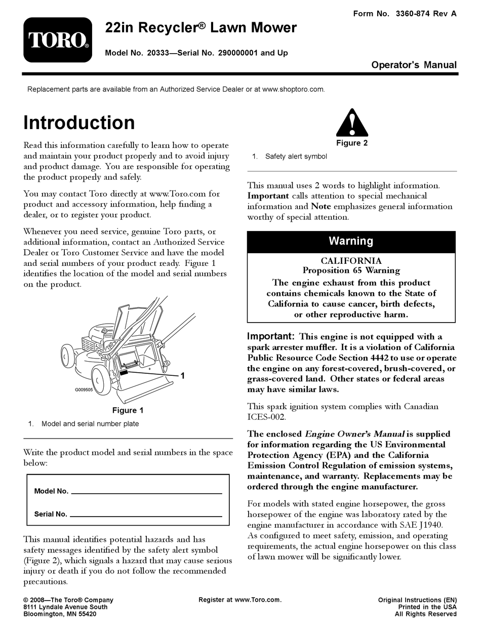 TORO 20333 OPERATOR'S MANUAL Pdf Download ManualsLib