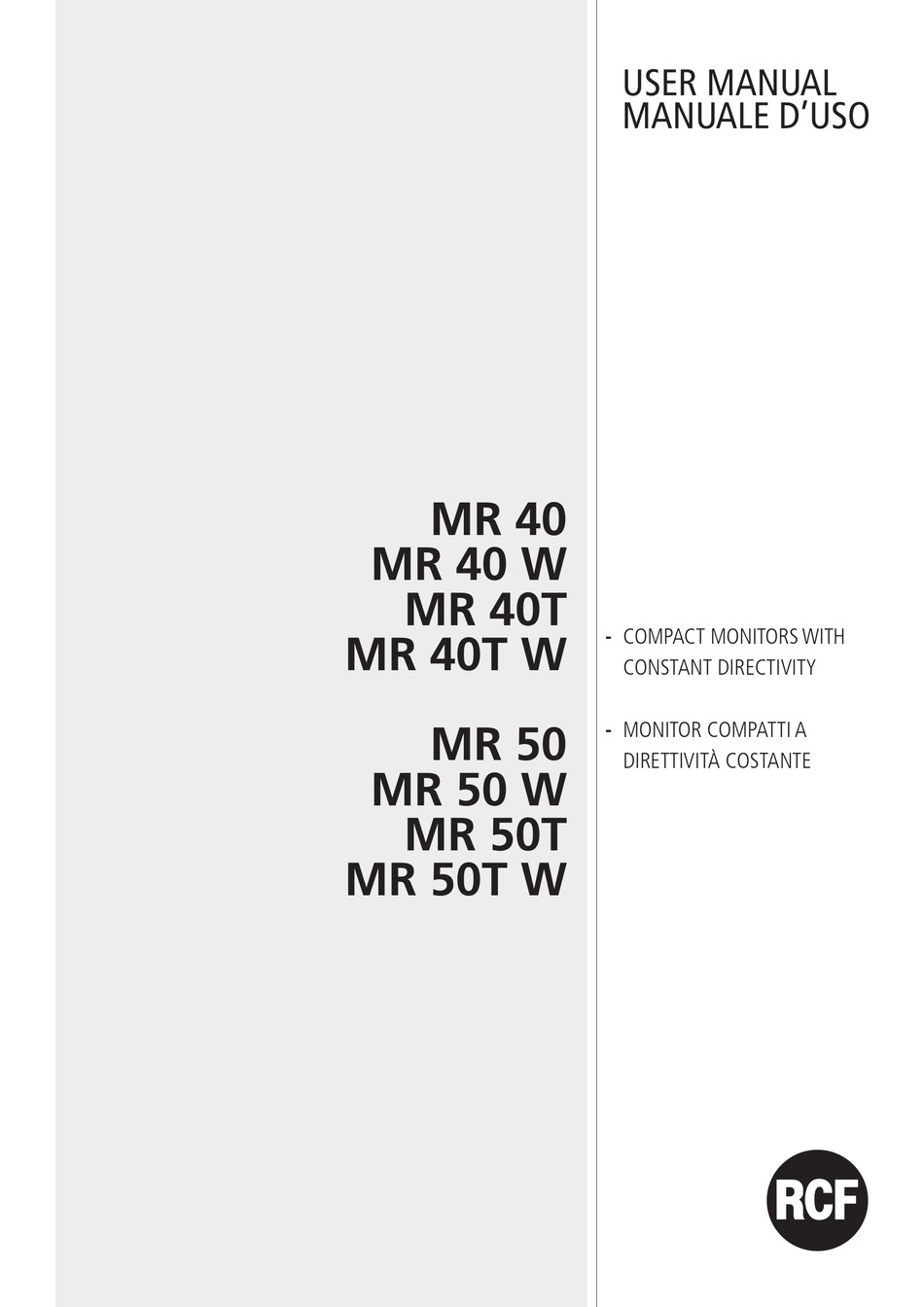 RCF MR 40 USER MANUAL Pdf Download | ManualsLib