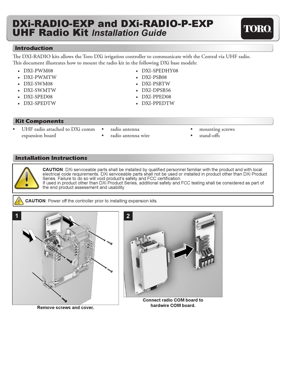TORO DXIRADIOEXP INSTALLATION MANUAL Pdf Download ManualsLib
