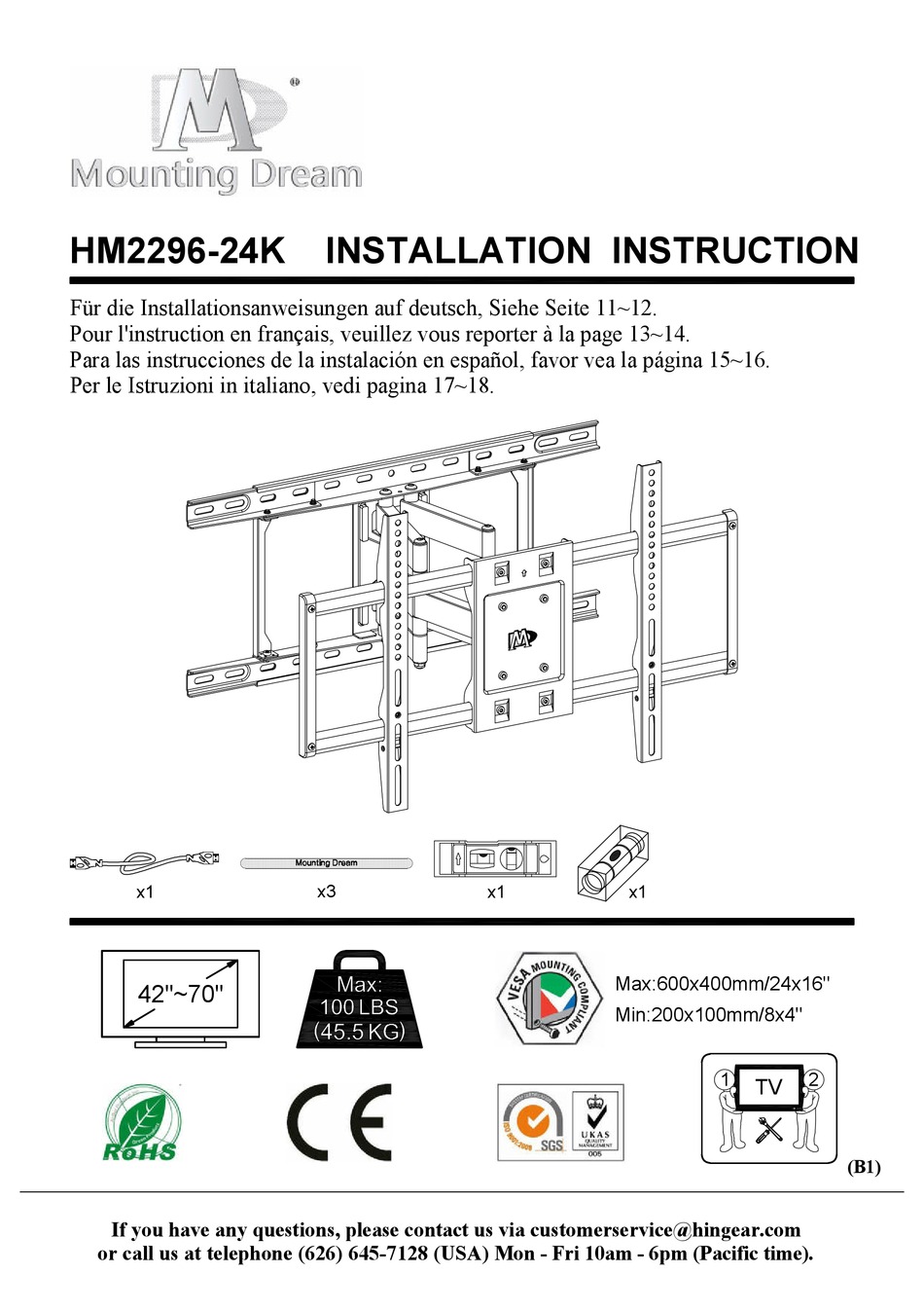 MOUNTING DREAM HM229624K INSTALLATION INSTRUCTION Pdf Download