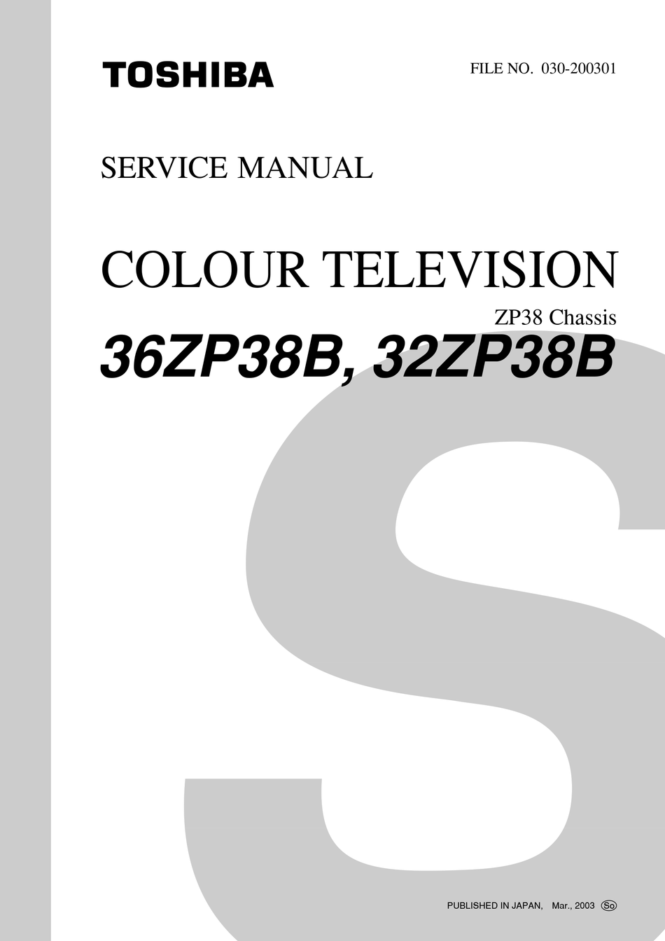 TOSHIBA 32ZP38 SERVICE MANUAL Pdf Download | ManualsLib
