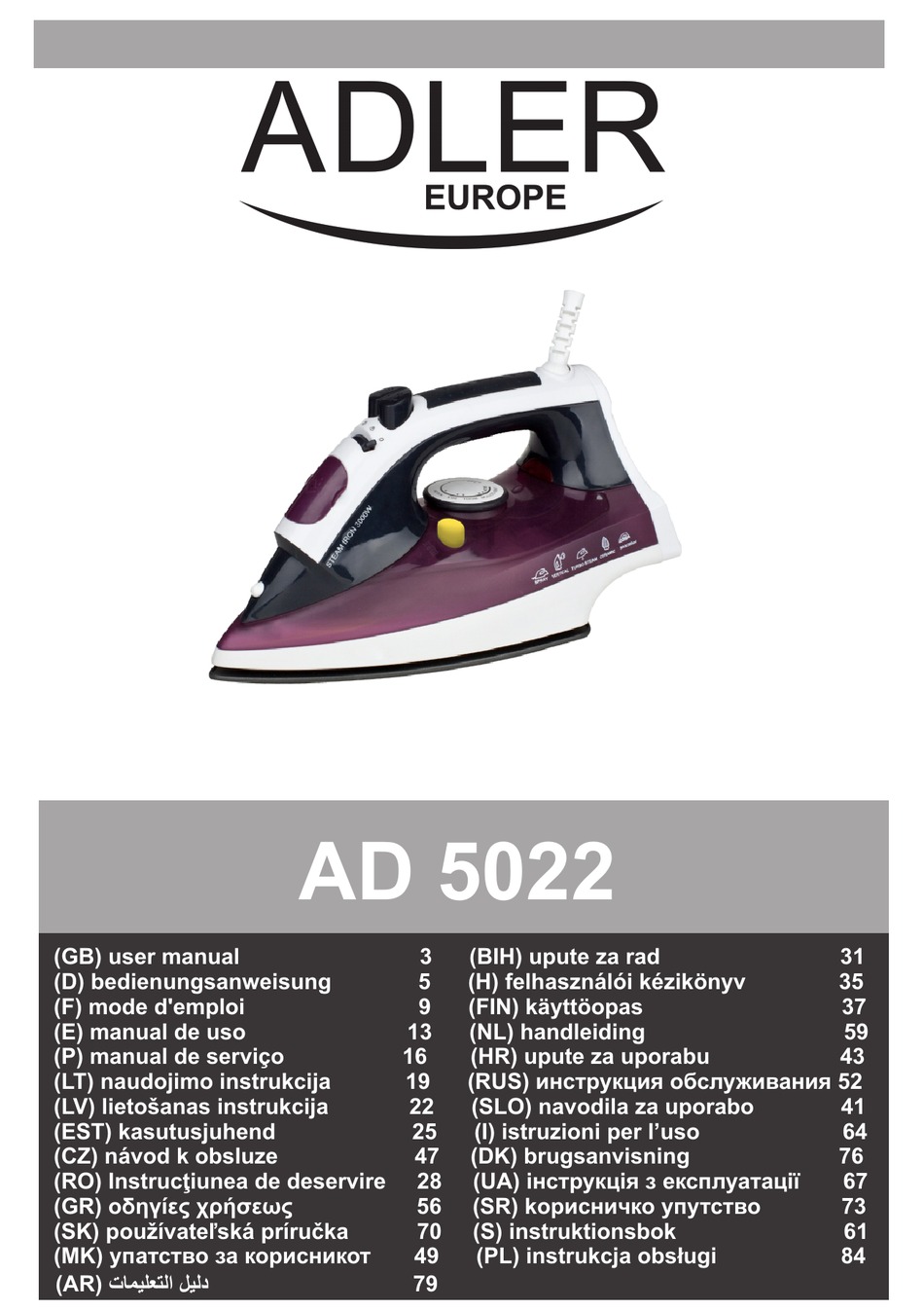 ADLER EUROPE AD 5022 USER MANUAL Pdf Download | ManualsLib